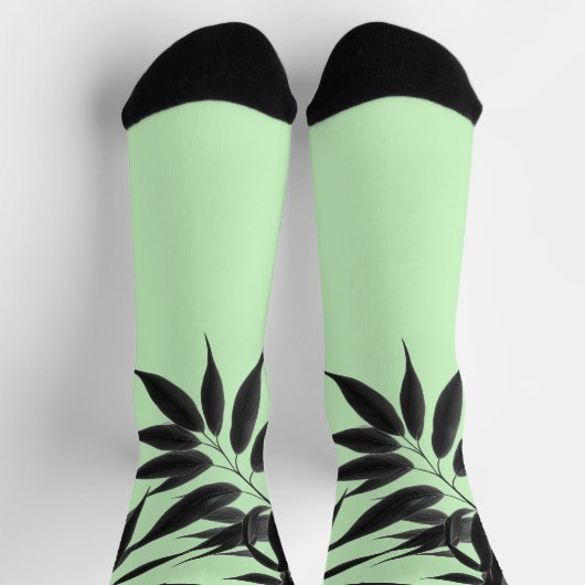 Zwart en Mint Groen Bamboe Plant Sokken (Top)