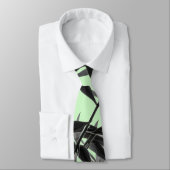 Zwart en Mint Groen Bamboe Plant Stropdas (Gebonden)