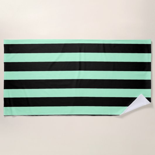 Zwart en Mint Groen Strandlaken (Voorkant)