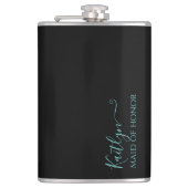 Zwart en Mint Modern Maid of Honor Gift Heupfles (Voorkant)