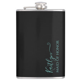 Zwart en Mint Modern Maid of Honor Gift Heupfles