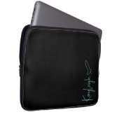 Zwart en Mint Script Naam Electronics Bag Laptop Sleeve (Voorkant Rechts)
