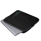 Zwart en Mint Script Naam Electronics Bag Laptop Sleeve (Voorkant onderkant)