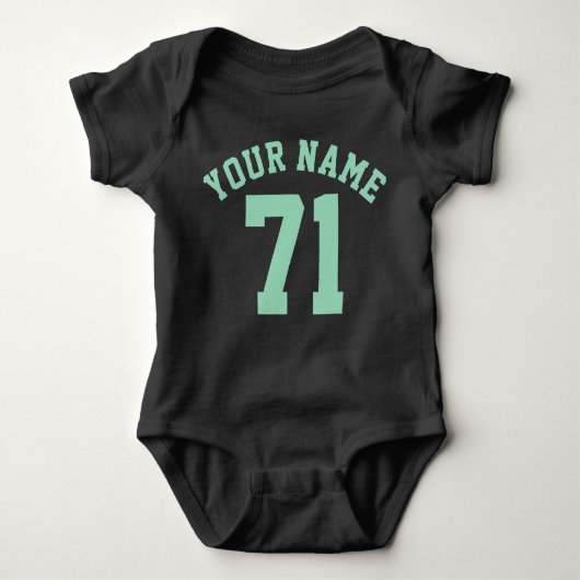 Zwart en mintgroen Baby | Sporttrui ontwerp Romper (Voorkant)
