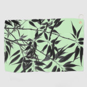 Zwart en Mintgroene Bamboe Plant Golfhanddoek (Horizontaal)