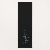 Zwart en Mintgroene Script Naam met Hart Omkeerbaa Yogamat (Voorkant)
