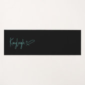Zwart en Mintgroene Script Naam met Hart Omkeerbaa Yogamat (Voorkant (horizontaal))