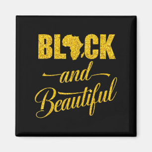 Zwart en mooi Afro Black History Month Motief Magneet