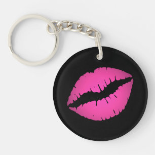 Zwart en mooie roze ombre lipstick pruilende kus sleutelhanger