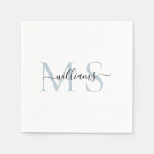 Zwart en mosterd Blauwe Monogram Naam Weddenschap  Servet (Voorkant)