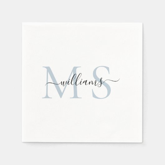 Zwart en mosterd Blauwe Monogram Naam Weddenschap  Servet (Voorkant)