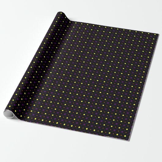 Zwart en multi-Size poka Dots 01 Cadeaupapier (Uitgerold)