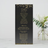 Zwart en namaak gouden glitter trouwprogramma (Staand voorkant)