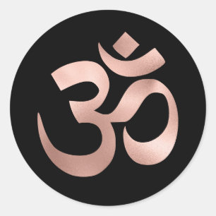 Zwart en namaak roosgoud ombre folie Om symbool Ronde Sticker