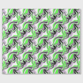 Zwart en Neon Green Fluid Abstract Cadeaupapier (Vlak)