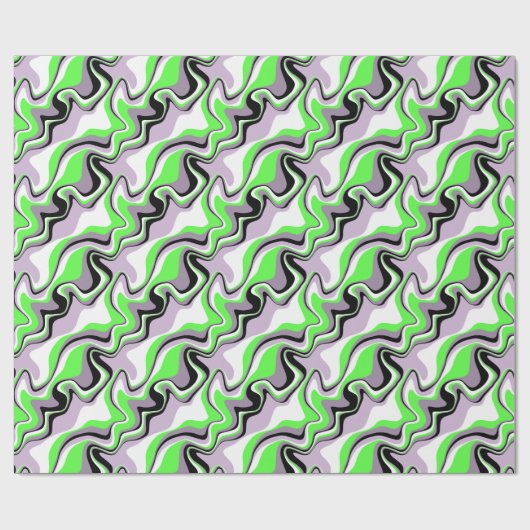 Zwart en Neon Green Fluid Abstract Cadeaupapier (Vlak)