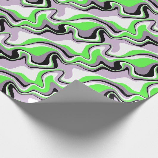 Zwart en Neon Green Fluid Abstract Cadeaupapier (Hoek)