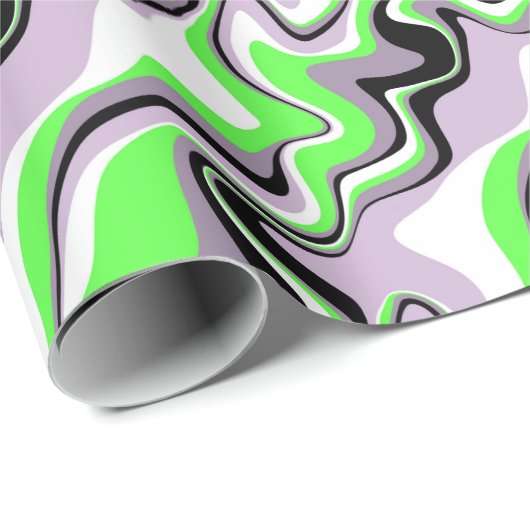 Zwart en Neon Green Fluid Abstract Cadeaupapier (Rol Hoek)