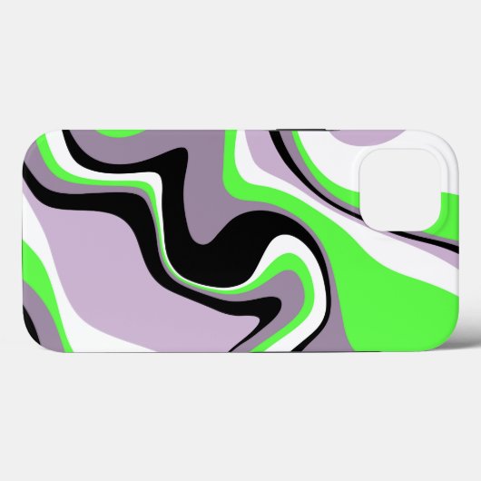 Zwart en Neon Green Fluid Abstract Case-Mate iPhone Case (Achterkant (horizontaal))