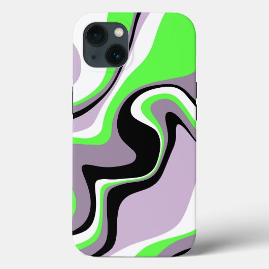 Zwart en Neon Green Fluid Abstract Case-Mate iPhone Case (Achterkant)