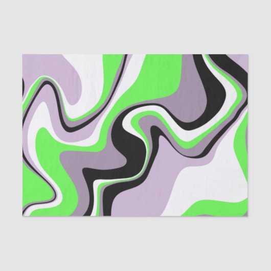 Zwart en Neon Green Fluid Abstract Tissuepapier (Voorkant)