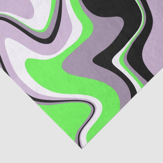 Zwart en Neon Green Fluid Abstract Tissuepapier (Detail)