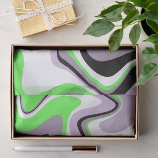 Zwart en Neon Green Fluid Abstract Tissuepapier (Geschenk)