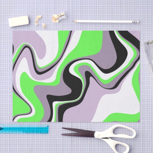 Zwart en Neon Green Fluid Abstract Tissuepapier (Craft)