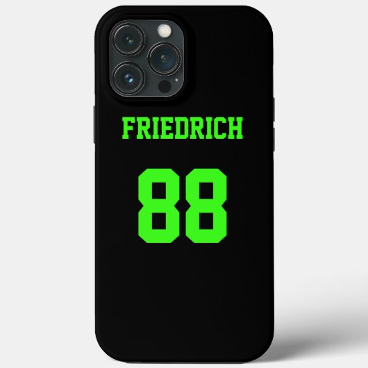 Zwart en Neon Groene Jersey Naam Nummer Case-Mate iPhone Case (Achterkant)