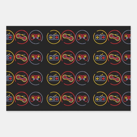 Zwart en neongamer Collectie Inpakpapier Vel (Voorkant 2)