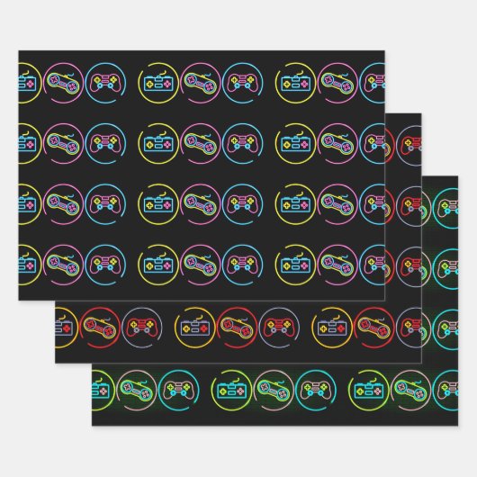 Zwart en neongamer Collectie Inpakpapier Vel (Set)