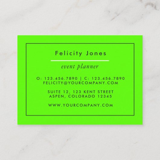 Zwart en neonpenseelstreken visitekaartje (Achterkant)