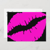 Zwart en neonroze lippenstift calligrafie dank je  briefkaart (Voorkant / Achterkant)