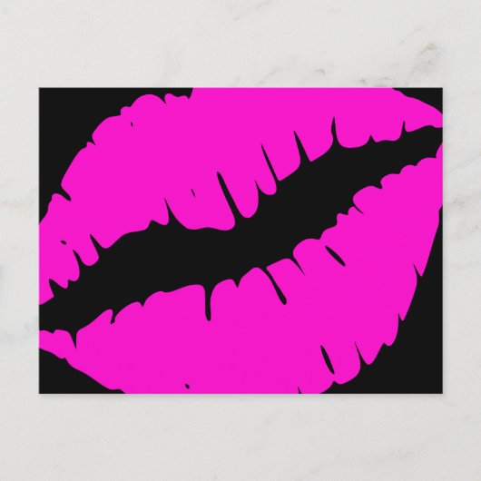 Zwart en neonroze lippenstift calligrafie dank je  briefkaart (Voorkant)
