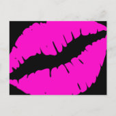 Zwart en neonroze lippenstift calligraphy dank je  briefkaart (Voorkant)