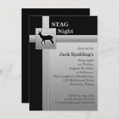 Zwart en nepsilver-grijze herten uitnodiging (Voorkant / Achterkant)