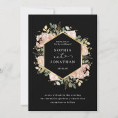 Zwart en neutraal Waterverf Floral | Bruiloft Kaart (Voorkant)