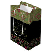 Zwart en olijfgroen medium cadeauzakje (Voorkant Gekanteld)