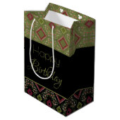 Zwart en olijfgroen medium cadeauzakje (Achterkant Gekanteld)