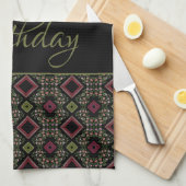 Zwart en olijfgroen theedoek (Quarter Fold)