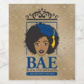 Zwart en Opgeleid Bachelor's Degree (goud) Wijn Etiket (Enkel label)