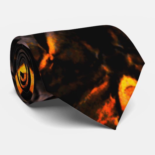 Zwart en Oranje Abstract Stropdas (Opgerold)