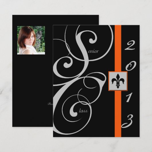 Zwart en Oranje Afstuderen met rollint Kaart (Voorkant / Achterkant)