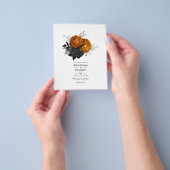Zwart en oranje bloemgotisch bruiloft flyer (Hand)