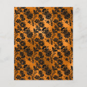 Zwart en oranje bloemgotisch bruiloft flyer (Achterkant)