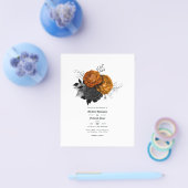 Zwart en oranje bloemgotisch bruiloft flyer (Enkel)