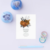 Zwart en oranje bloemgotisch bruiloft flyer (Enkel)