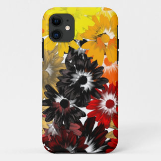 Zwart en oranje bloemmotief iPhone 11 hoesje