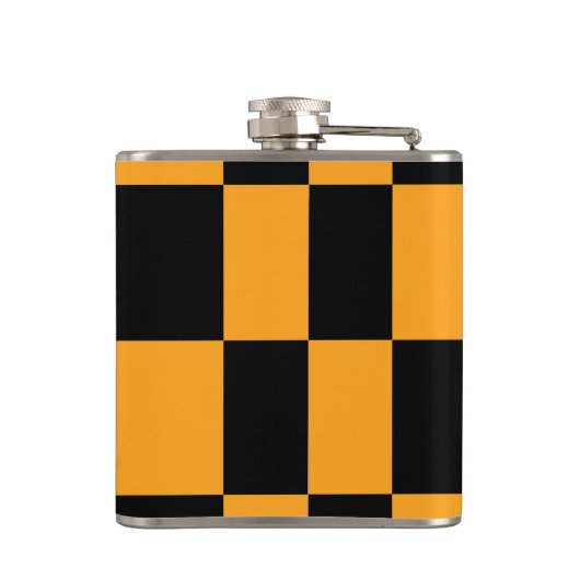 Zwart en Oranje Check Pattern Heupfles (Achterkant)