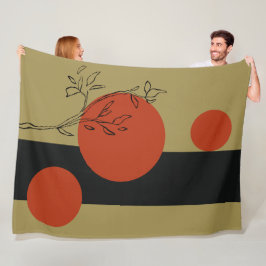 zwart en oranje cirkels geometrisch patroon fleece deken